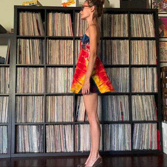 Festival Mini Dress Tie Dyed Rainbow PRIDE XS - Picture 6 of 8